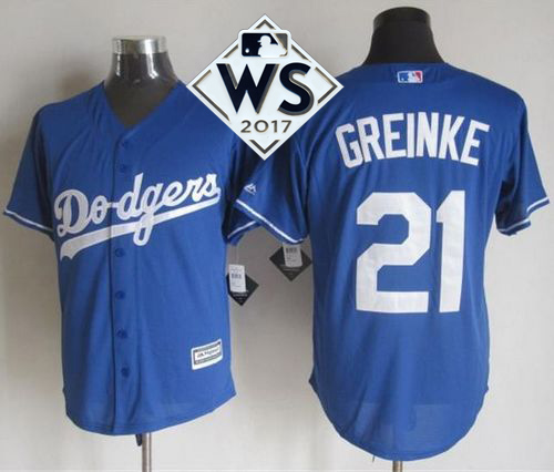 Dodgers #21 Zack Greinke Blue New Cool Base World Series Bound Stitched MLB Jersey - Click Image to Close